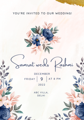 floral punjabi wedding invitation