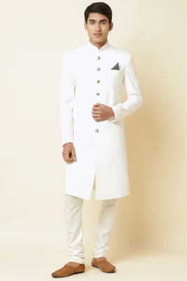 Pure White Sherwani For Groom