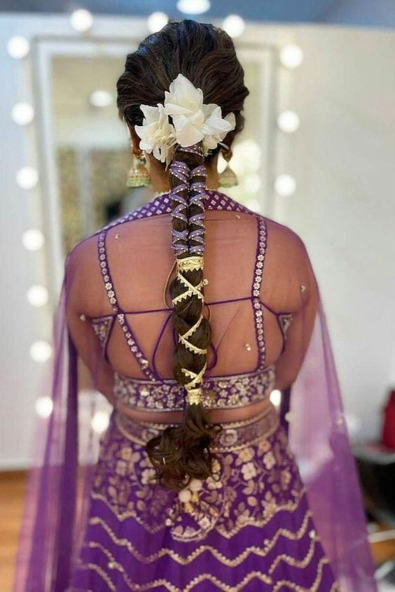 Gota Patti Ribbon Wedding Bun