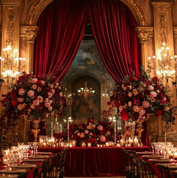 Royal Red & Gold wedding decor 