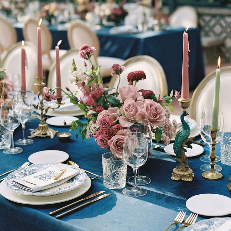 Blush Pink & Navy Blue wedding decor