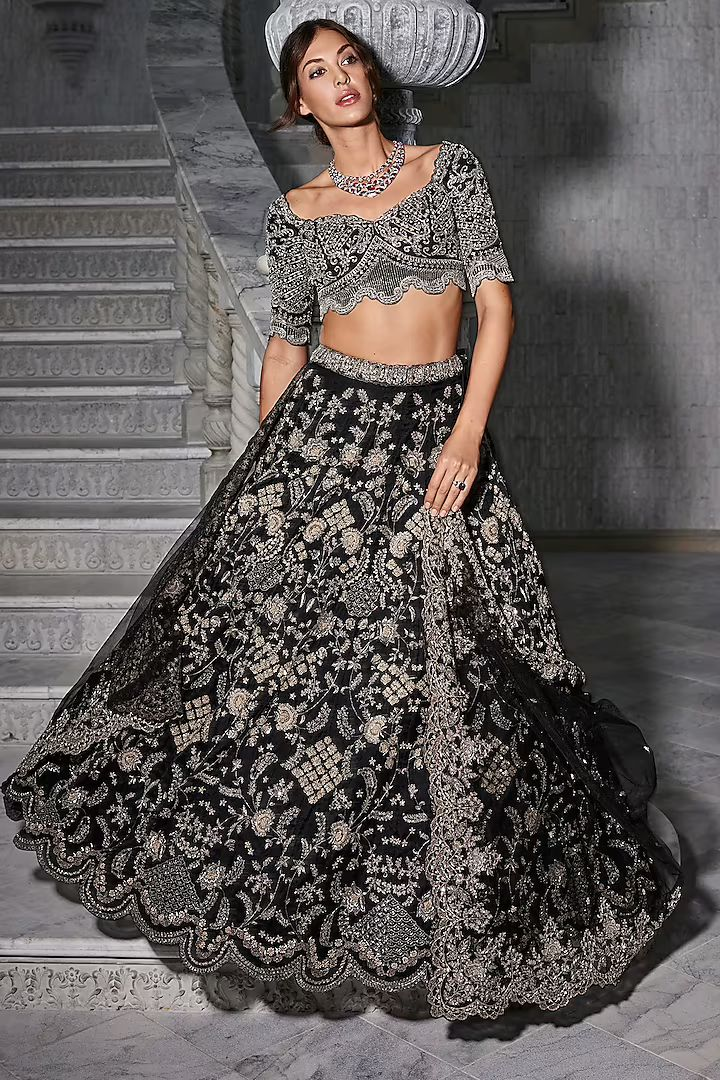 Black Zardosi lehenga_Zardosi lehenga