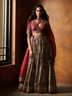 vintage burgundy - bridal lehenga trends 2023