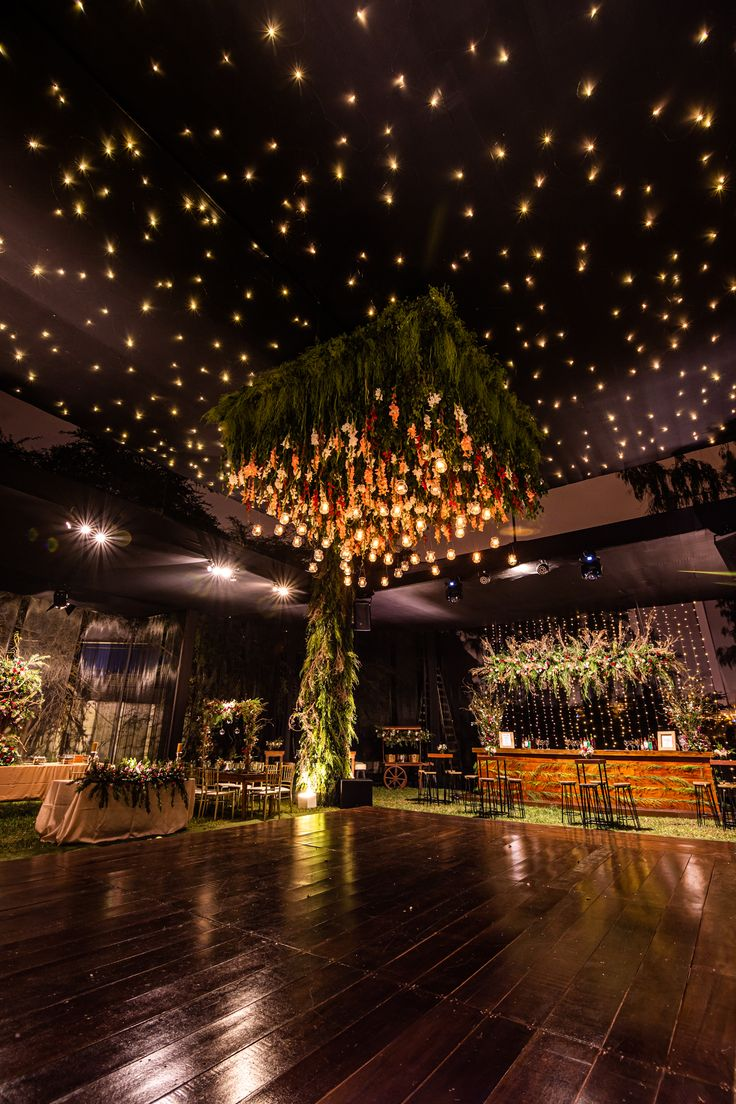 Fairy Light Canopy wedding ceiling decor ideas 