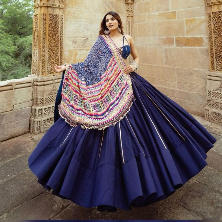 royal blue navratri lehenga 