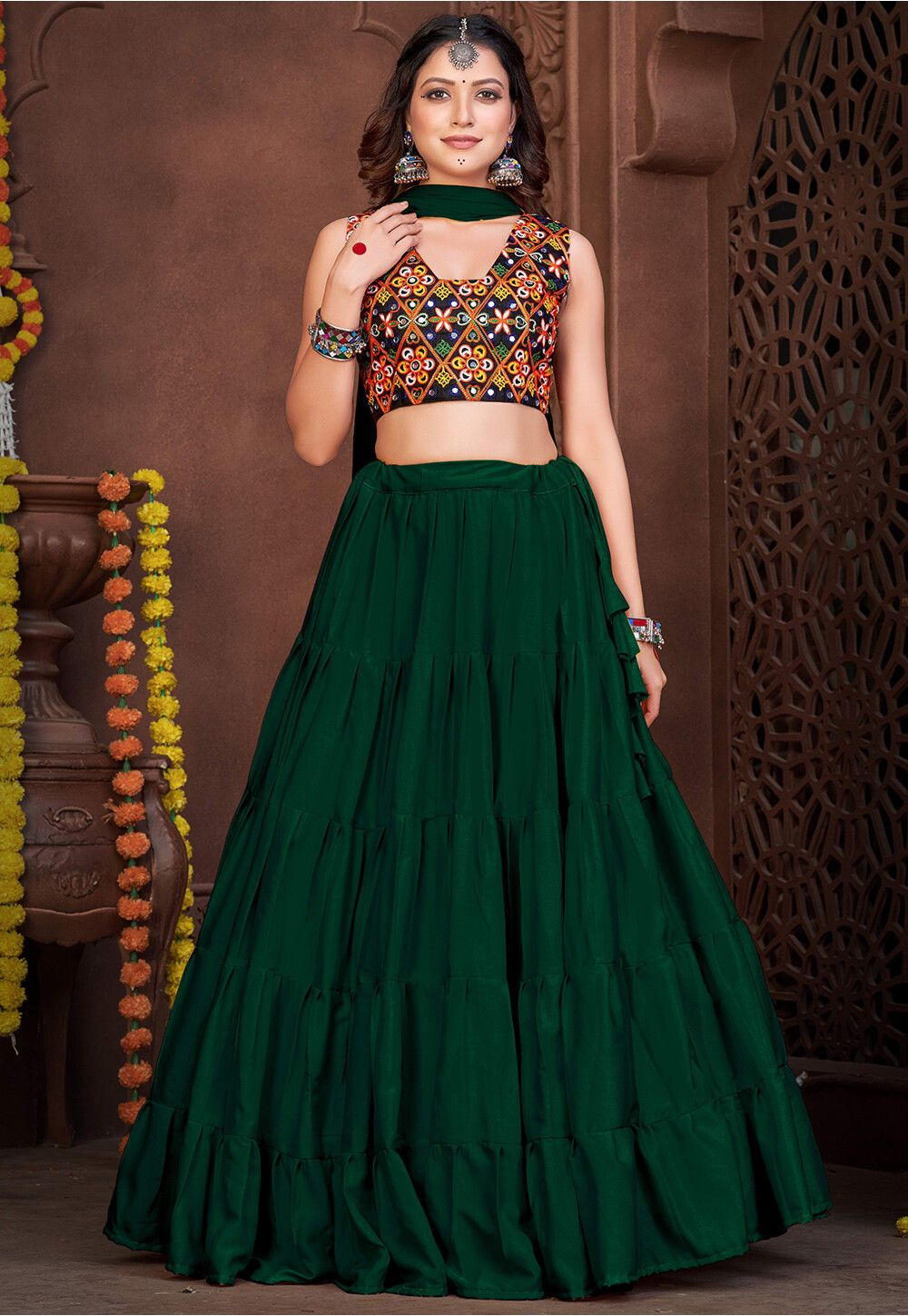 navratri green lehnega 