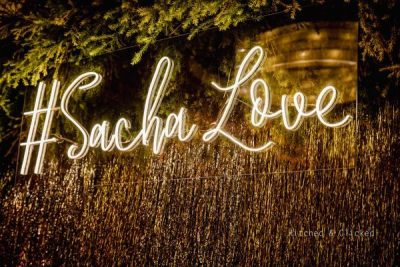 neon sign wedding photo booth for modern Indian wedding reception