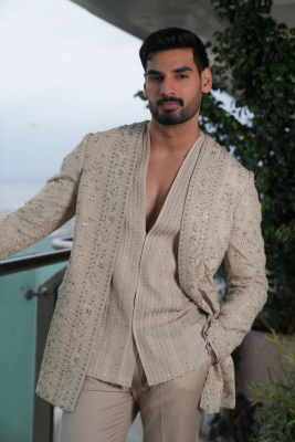 modern groom outfits with tailored trousers and jacket