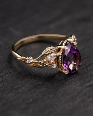 Amethyst engagement ring ideas with royal purple gemstone design