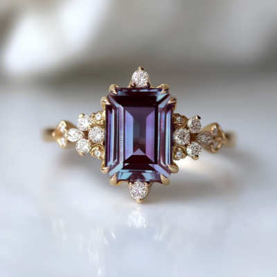 Alexandrite engagement ring ideas for minimal and elegant bridal looks