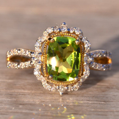 Peridot engagement ring for fresh green gemstone rings