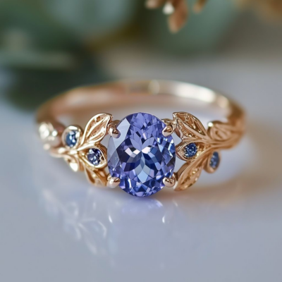 Tanzanite engagement ring ideas with rich purple blue gemstone