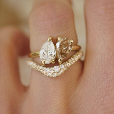 Gold birthstone engagement ring ideas for Indian wedding styling