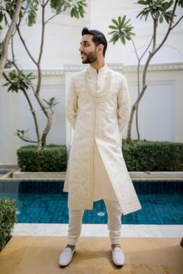 ivory sherwani - white sherwani for groom