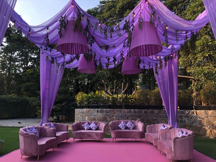 lavender haldi theme_seating decoration
