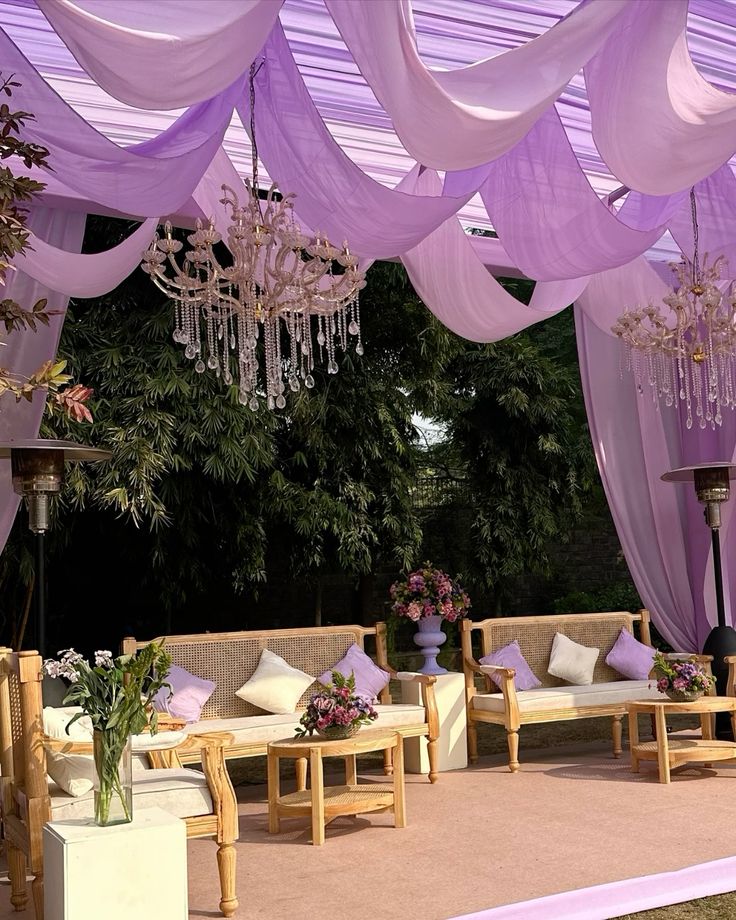 lavender haldi theme_seating decorations (2)