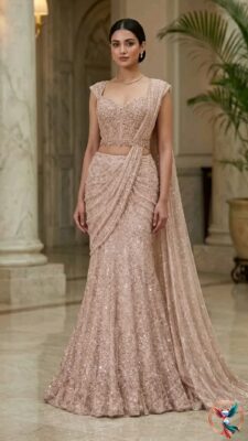 wedding guests outfits for reception in elegant drape
