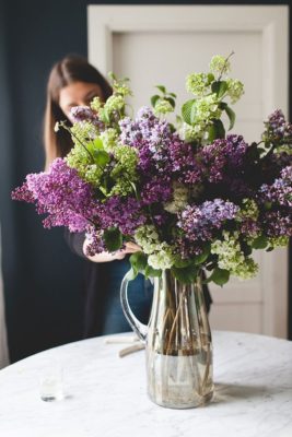 flower arrangements - lilac themed wedding