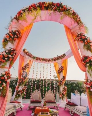 open air floral mandap designs