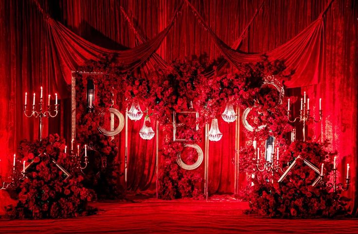 reception stage decor_red color theme