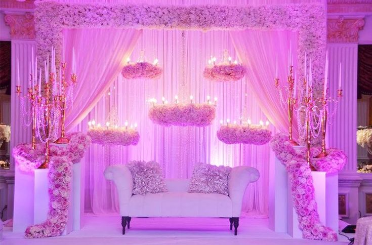 reception stage decor_pink color theme