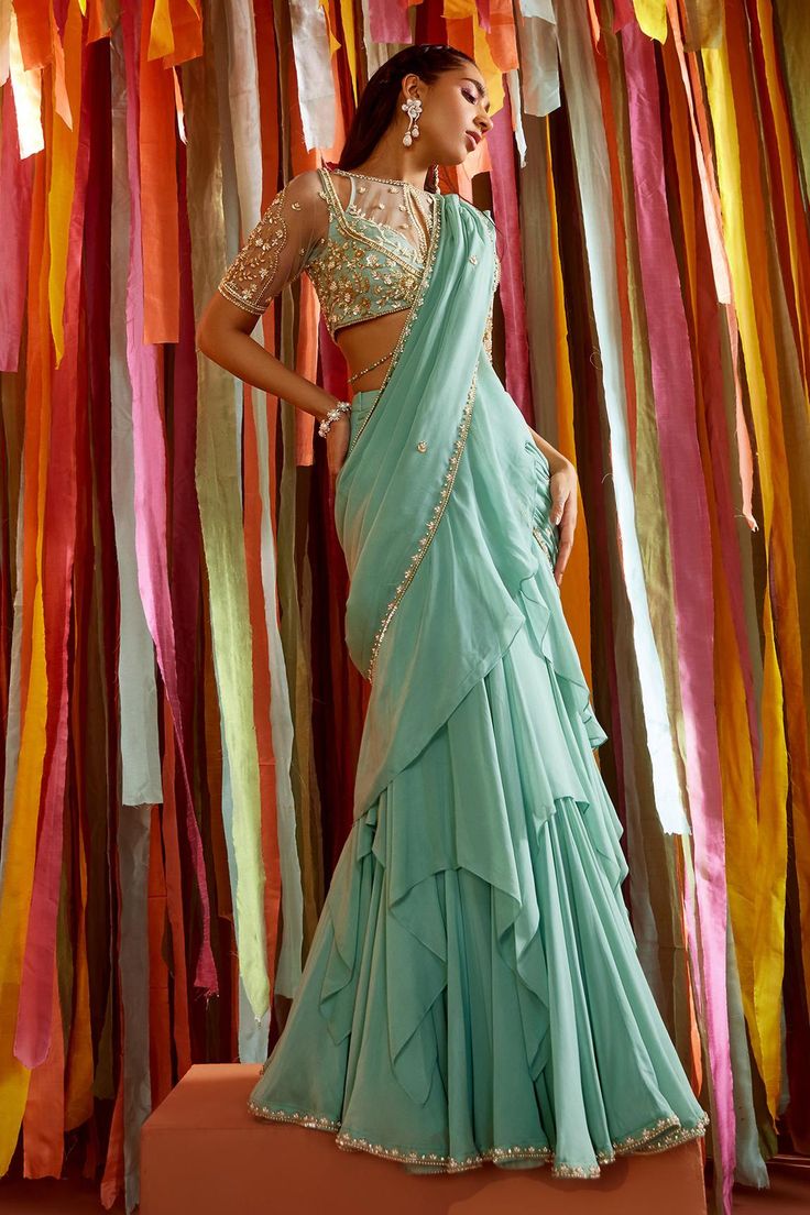 Ruffle saree