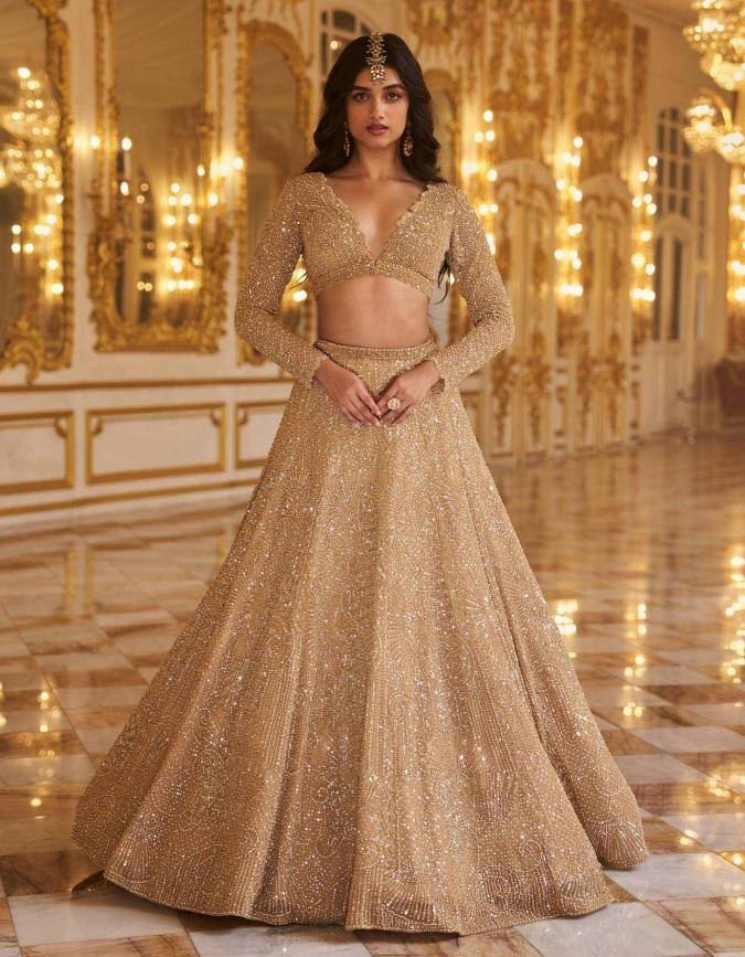 golden lehenga designs