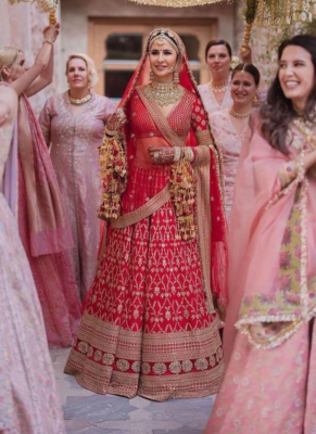 silk royal red Bridal Lehenga