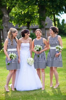 striped patterned bridesmaid dresses