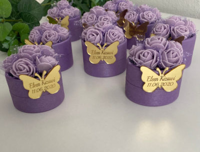 lilac themed wedding favors