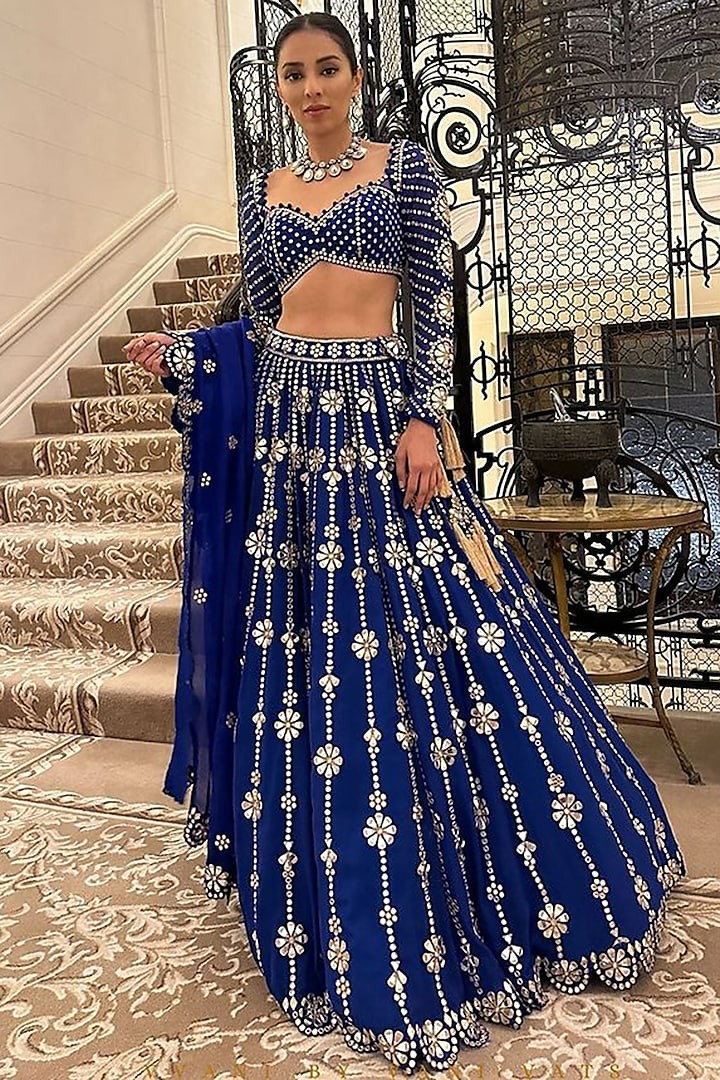 royal blue lehenga designs