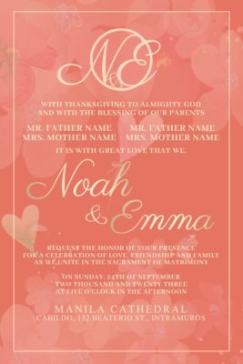 coral invitations - coral wedding theme