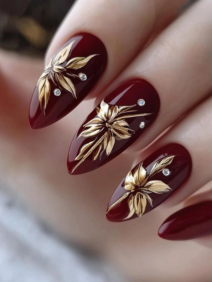 wedding nail art_burgundy nails